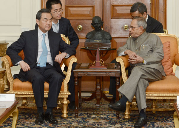 The Foreign Minister of the People's Republic of China, His Excellency Mr. Wang Yi calling on the President of India, Shri Pranab Mukherjee at Rashtrapati Bhavan in New Delhi on June 09, 2014. 