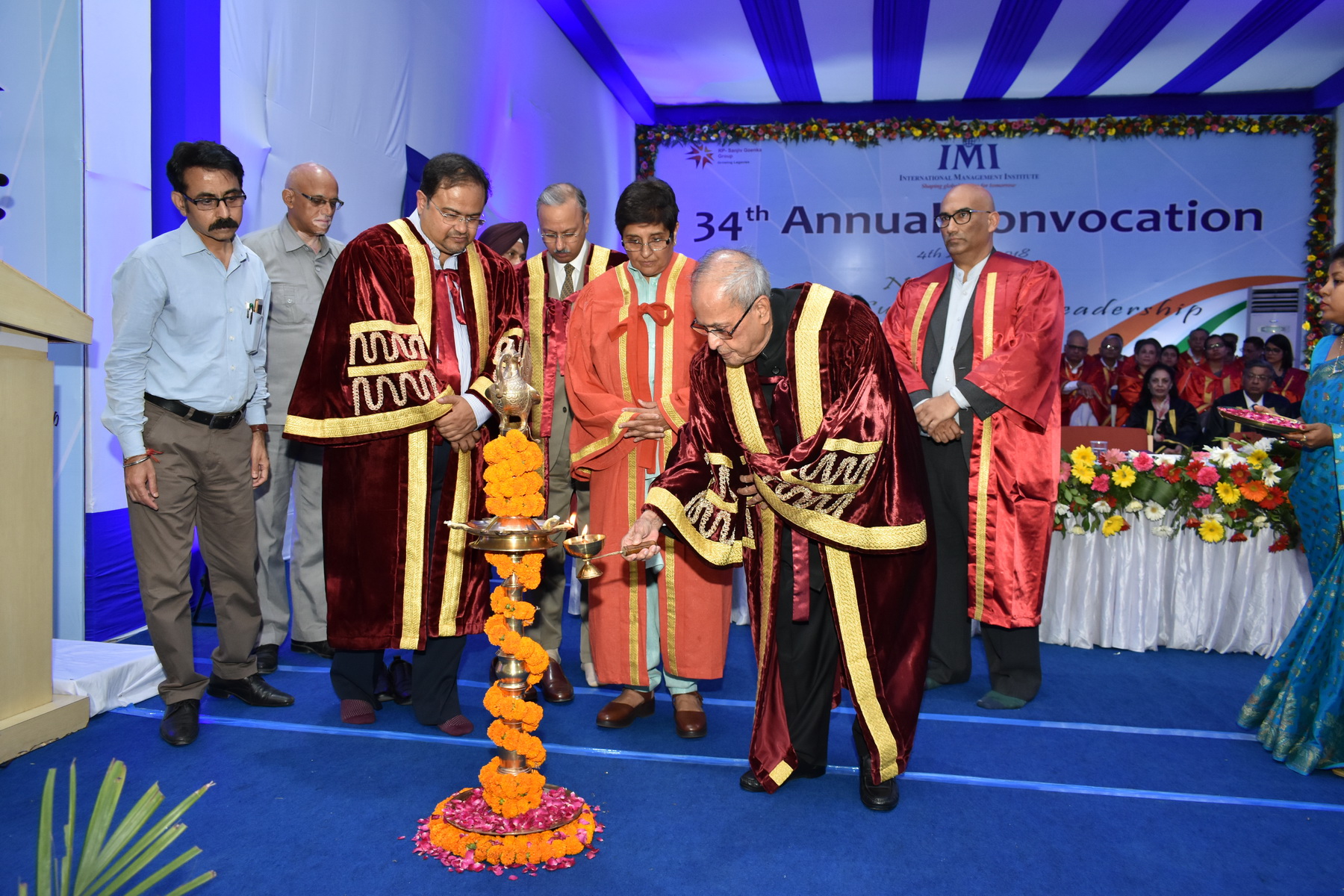 The Former President of India, Shri Pranab Mukherjee at the 34th Annual Convocation of International Management Institute (IMI) in New Delhi on April 04, 2018.