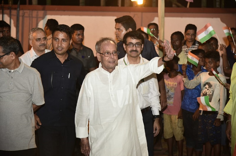 The Former President of India, Shri Pranab Mukherjee on Durga Puja at his village, Mirati in Birbhum, West Bengal.