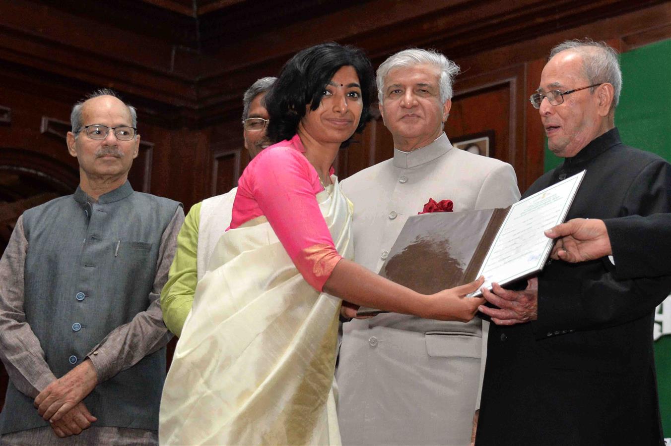 The President of India, Shri Pranab Mukherjee presenting the degree to a student at the annual convocation of the Indira Gandhi National Forest Academy at Dehradun in Uttarakhand on May 5, 2017.