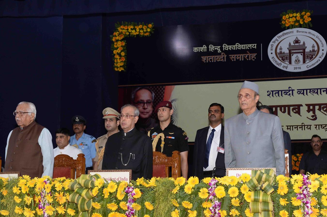 The President of India, Shri Pranab Mukherjee at the Centenary Year Celebrations of Banaras Hindu University at Varanasi on May 12, 2016. 