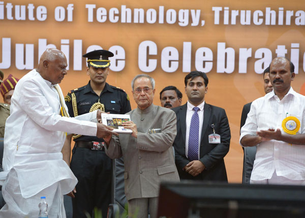 The President of India, Shri Pranab Mukherjee at a function to inaugurate the Golden Jubilee Celebration of National Institute of Technology(NIT) at Tiruchirappalli in Tamil Nadu on July 19, 2014. Also seen are the Governor of Tamil Nadu, Dr. K. Rosaiah a 