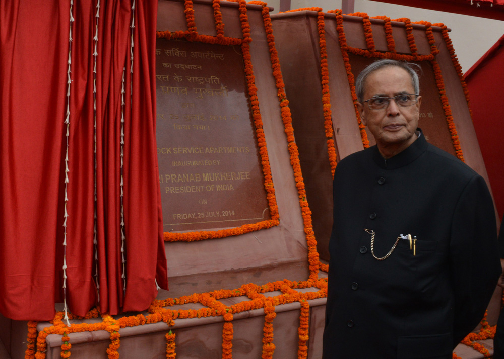 The President of India, Shri Pranab Mukherjee inaugurating Peacock Service Apartments at President’s Estate in New Delhi on July 25, 2014. 