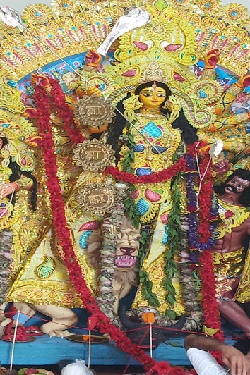 The Former President of India, Shri Pranab Mukherjee on Durga Puja at his village, Mirati in Birbhum, West Bengal.