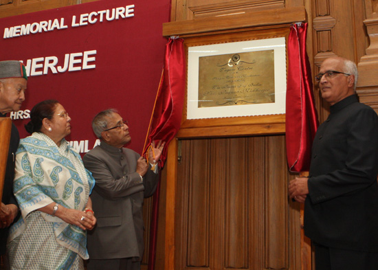 The President of India, Shri Pranab Mukherjee inaugurating the Tagore Centre for the study of culture and civilization at Indian Institute of Advanced Study (IIAS), Shimla in Himachal Pradesh on May 24, 2013. The Governor of Himachal Pradesh, Shrimati Urm