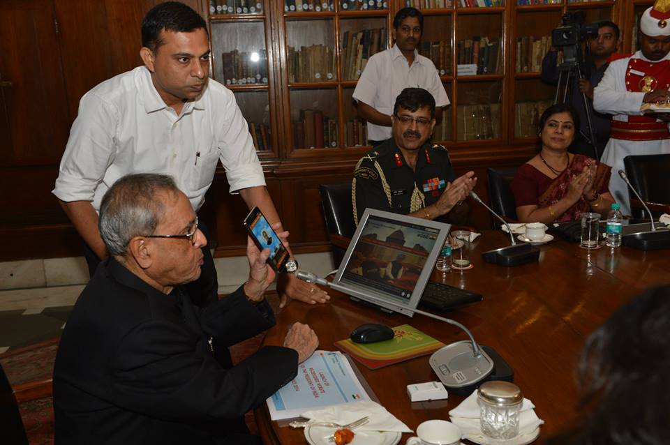 The President of India, Shri Pranab Mukherjee launching mobile version of the President of India Website at Rashtrapati Bhavan in New Delhi on July 25, 2014. 