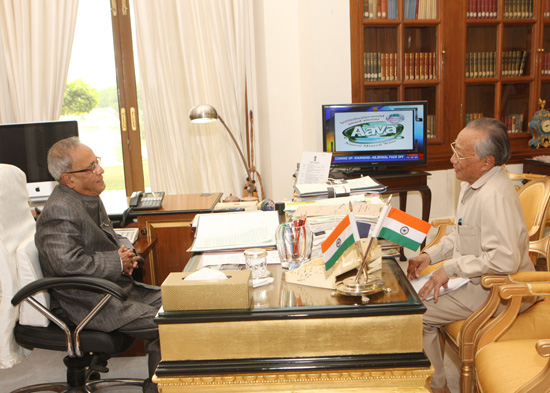 The Member of Parliament(RS), Shri Rishang Keishing calling on the President of India, Shri Pranab Mukherjee at Rashtrapati Bhavan in New Delhi on November 1, 2012.