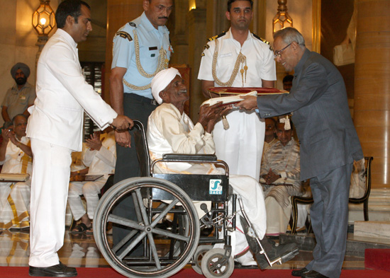 The President of India, Shri Pranab Mukherjee while presenting Sangeet Natak Akademi’s Fellowships (Akademi Ratna) and Akademi Awards - 2012 at the Durbar Hall of Rashtrapati Bhavan in New Delhi on May 28, 2013.