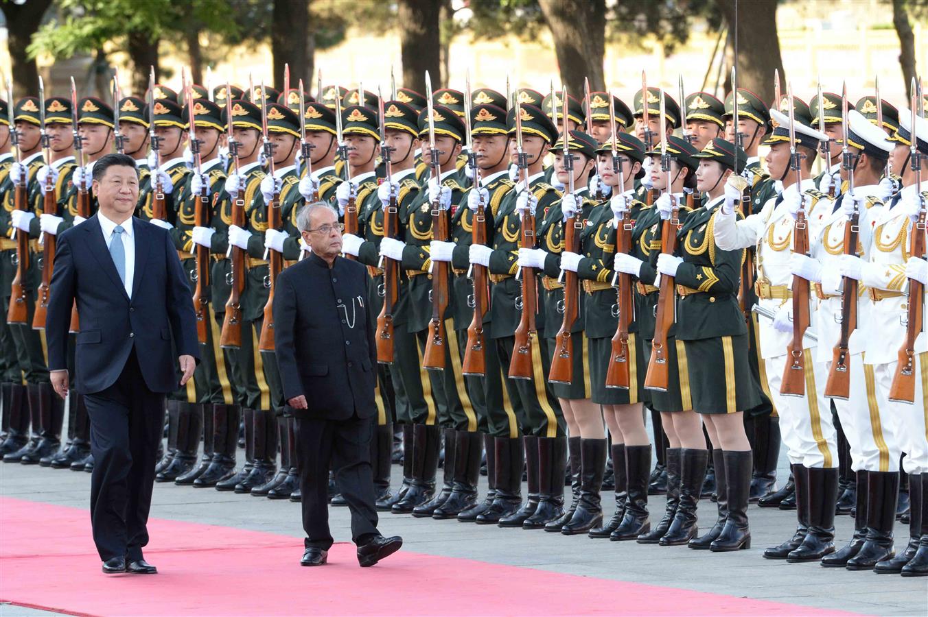 The President of India, Shri Pranab Mukherjee during the ceremonial welcome Ceremony at Great Hall of the People in Beijing, The People’s Republic of China on May 26, 2016. 