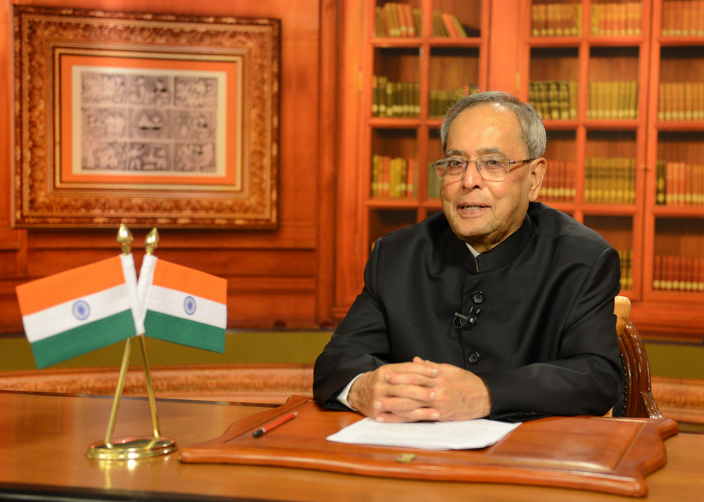 The President of India, Shri Pranab Mukherjee addressing to the Nation on the Eve of India’s 68th Independence Day at New Delhi on August 14, 2014. 