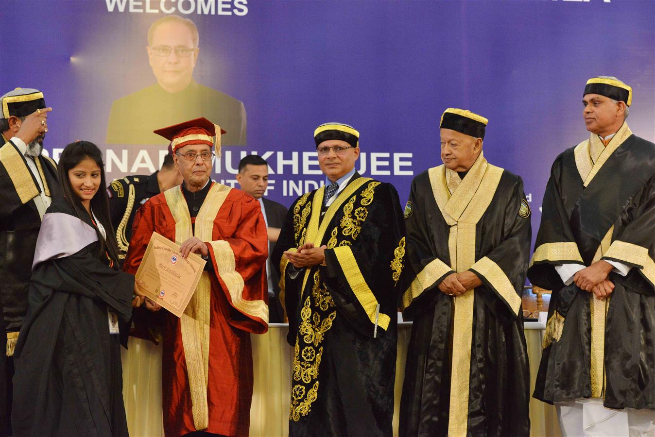 The President of India, Shri Pranab Mukherjee presenting a degree certificate to the Student at the Golden Jubilee Convocation of Indira Gandhi Medical College at Shimla, Himachal Pradesh on June 03, 2016. 