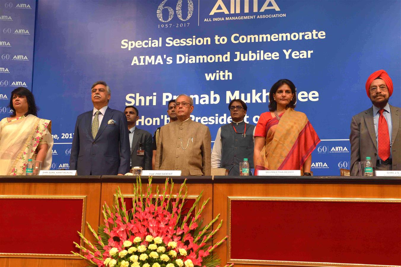 The President of India, Shri Pranab Mukherjee at the Special Session being organised on the Occasion of Diamond Jubilee of All India Management Association at Auditorium in Rashtrapati Bhavan on June 7, 2017.