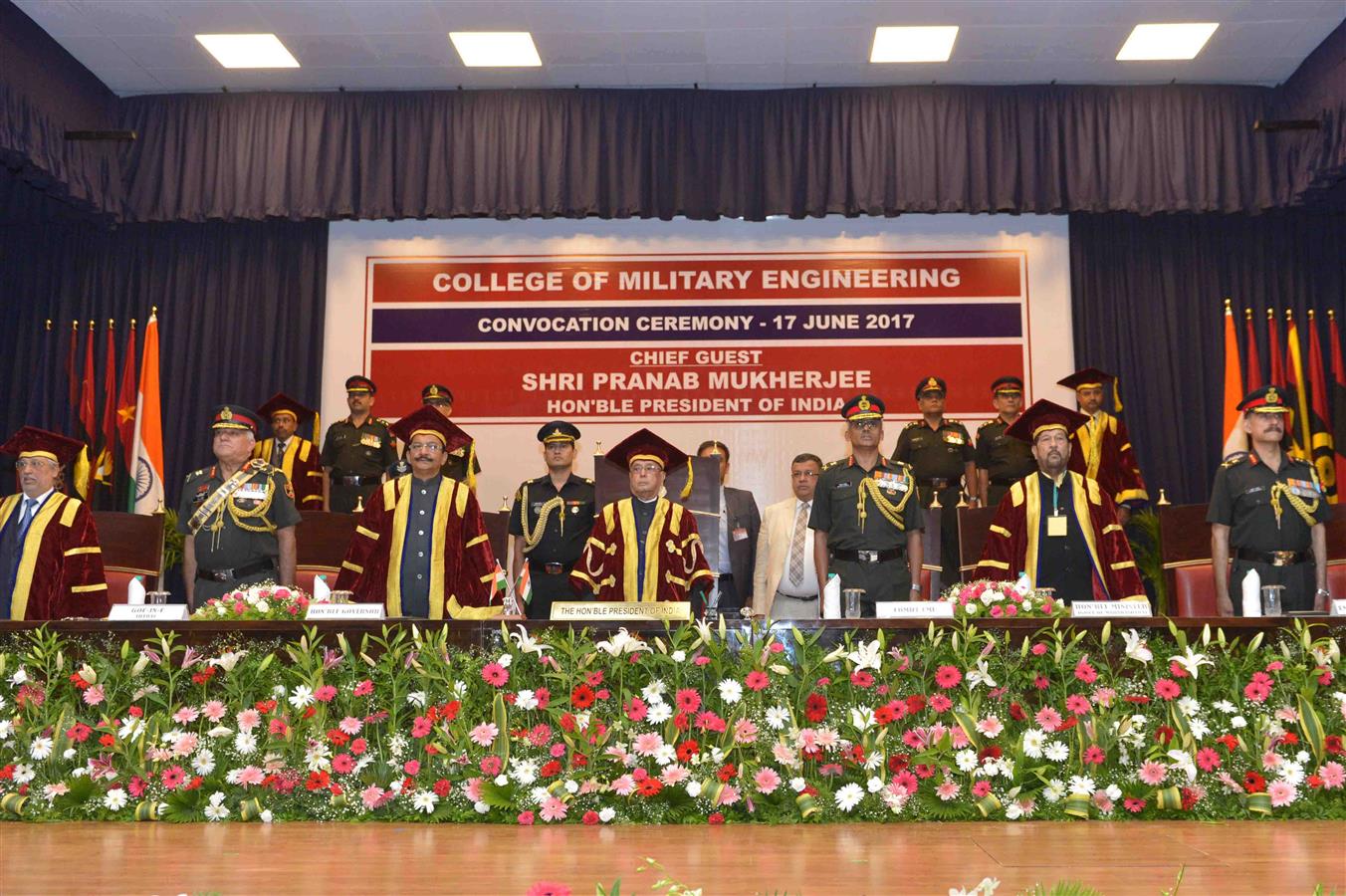 The President of India, Shri Pranab Mukherjee at the convocation ceremony of the passing out Engineering Graduate Courses of College of Military Engineering at Pune in Maharashtra on June 17, 2017.