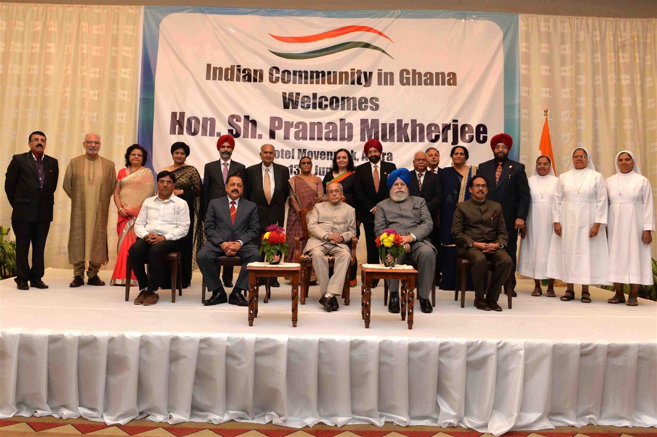 The President of India, Shri Pranab Mukherjee at the Indian Community Reception at the Hotel Movenpick in Ghana (Accra) on June 13, 2016. 