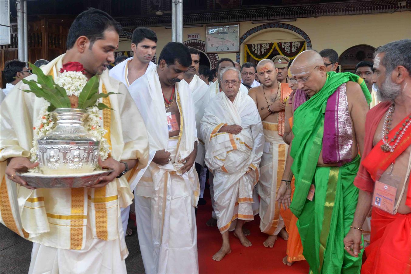 The President of India, Shri Pranab Mukherjee visiting the Sri Mokambika Temple at Kollur in Udupi District in Karnataka on June 18, 2017.