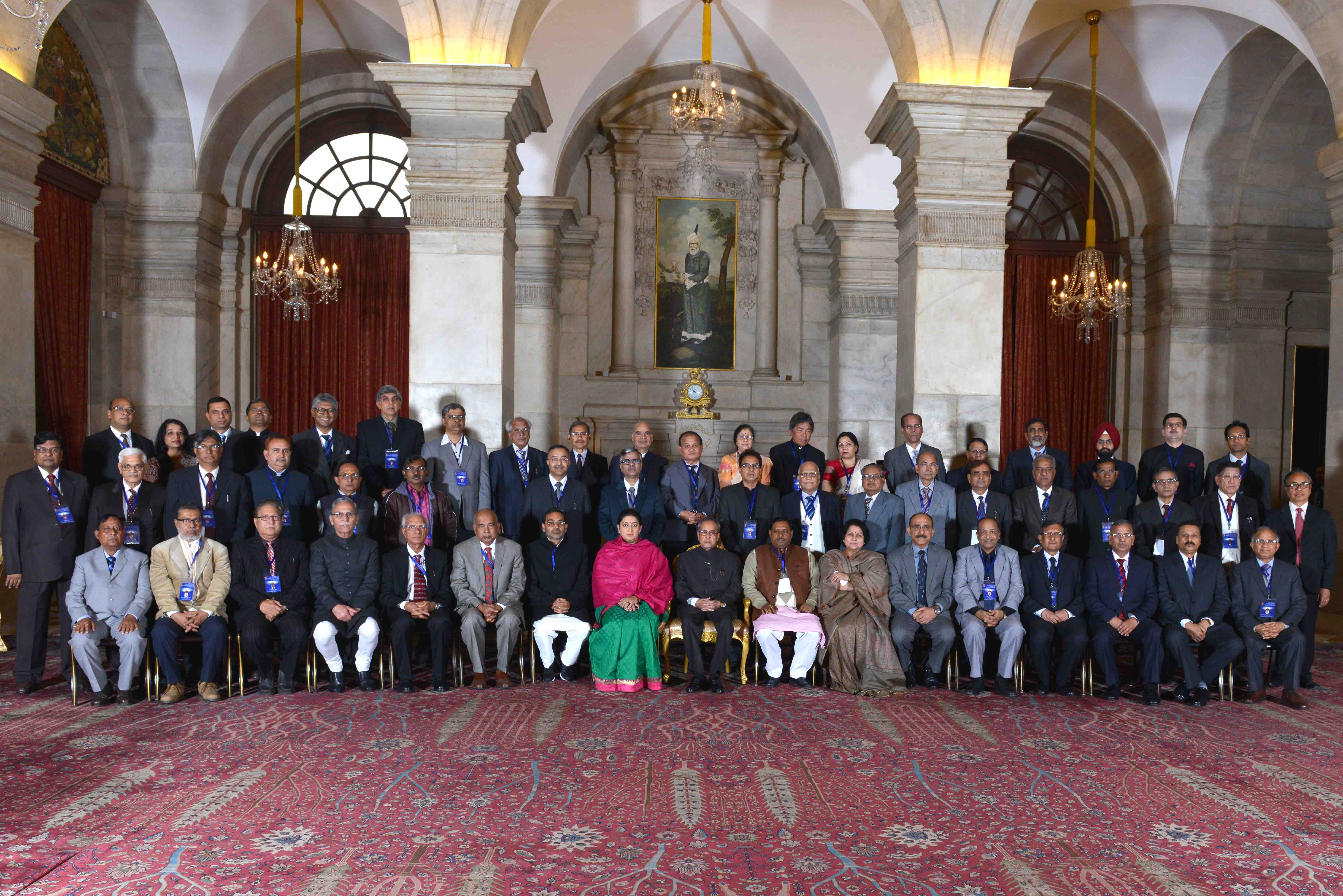 The President of India, Shri Pranab Mukherjee with Vice Chancellors of Central Universities at Rashtrapati Bhavan on February 4, 2015.