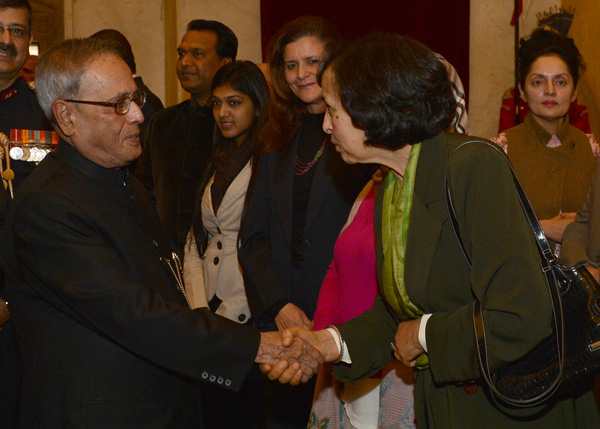 The President of India, Shri Pranab Mukherjee at Rashtrapati Bhavan in New Delhi on January 23, 2014 when he hosted the reception to the Heads of Diplomatic Missions on the occasion of the upcoming Republic Day. 