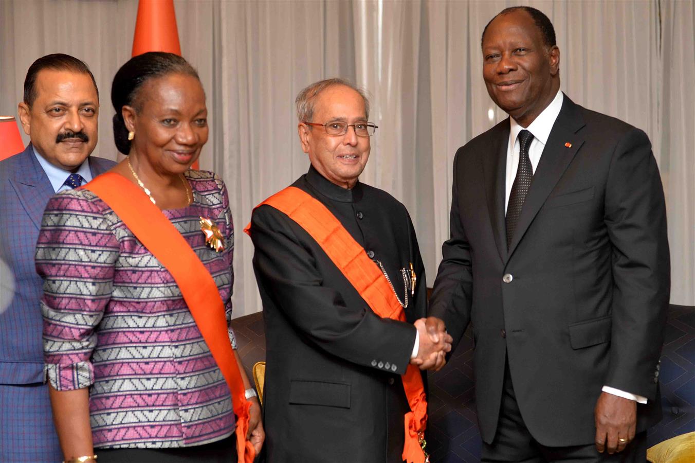 The President of India, Shri Pranab Mukherjee at the Banquet hosted in his honour by the President of the Republic of Cote d’ at Presidential Palace in Republic of Cote D’ivoire in Abidjan on June 14, 2016. 