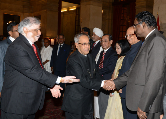 The President of India, Shri Pranab Mukherjee hosted a Dinner to the Shri Justice P. Sathasivam, Chief Justice of India and the Shri Justice Altamas Kabir, Former Chief Justice of India at Rashtrapati Bhavan in New Delhi on July 19, 2013.