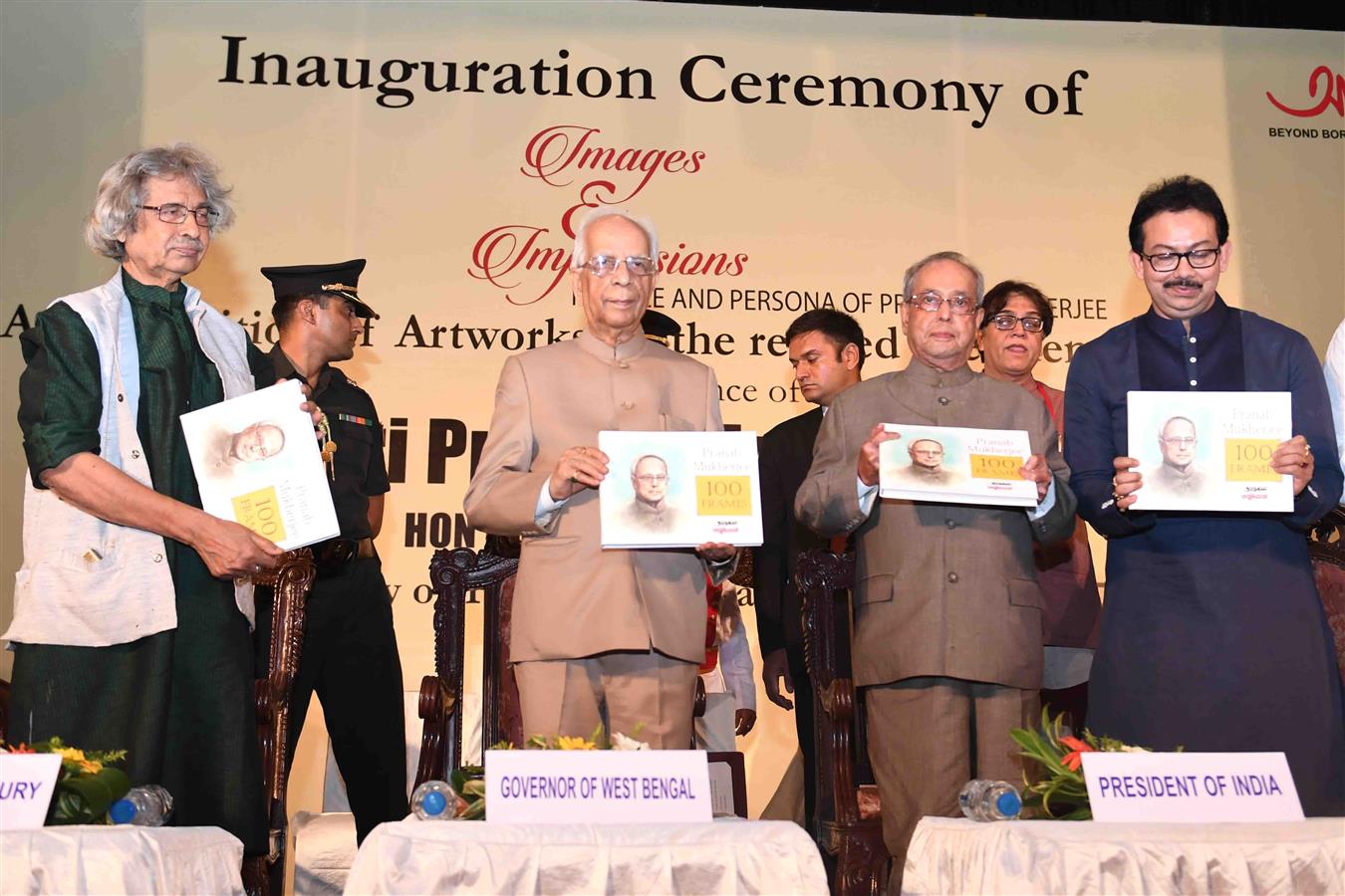 The Governor of West Bengal, Shri Keshari Nath Tripathi releasing the Coffee Table book ‘Pranab Mukherjee 100 Frames’ and presenting the First Copy to the President of India, Shri Pranab Mukherjee at Kolkata, West Bengal on June 30, 2017.