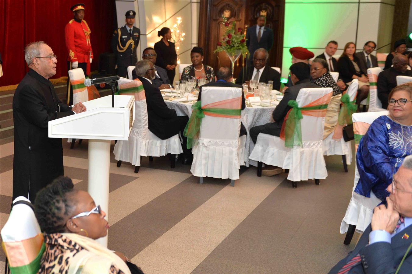 The President of India, Shri Pranab Mukherjee addressing at the Banquet hosted in his honour by the President of the Republic of Namibia, H.E. Dr. Hage G Geingob at State House in Republic of Namibia at Windhoek on June 16, 2016. 