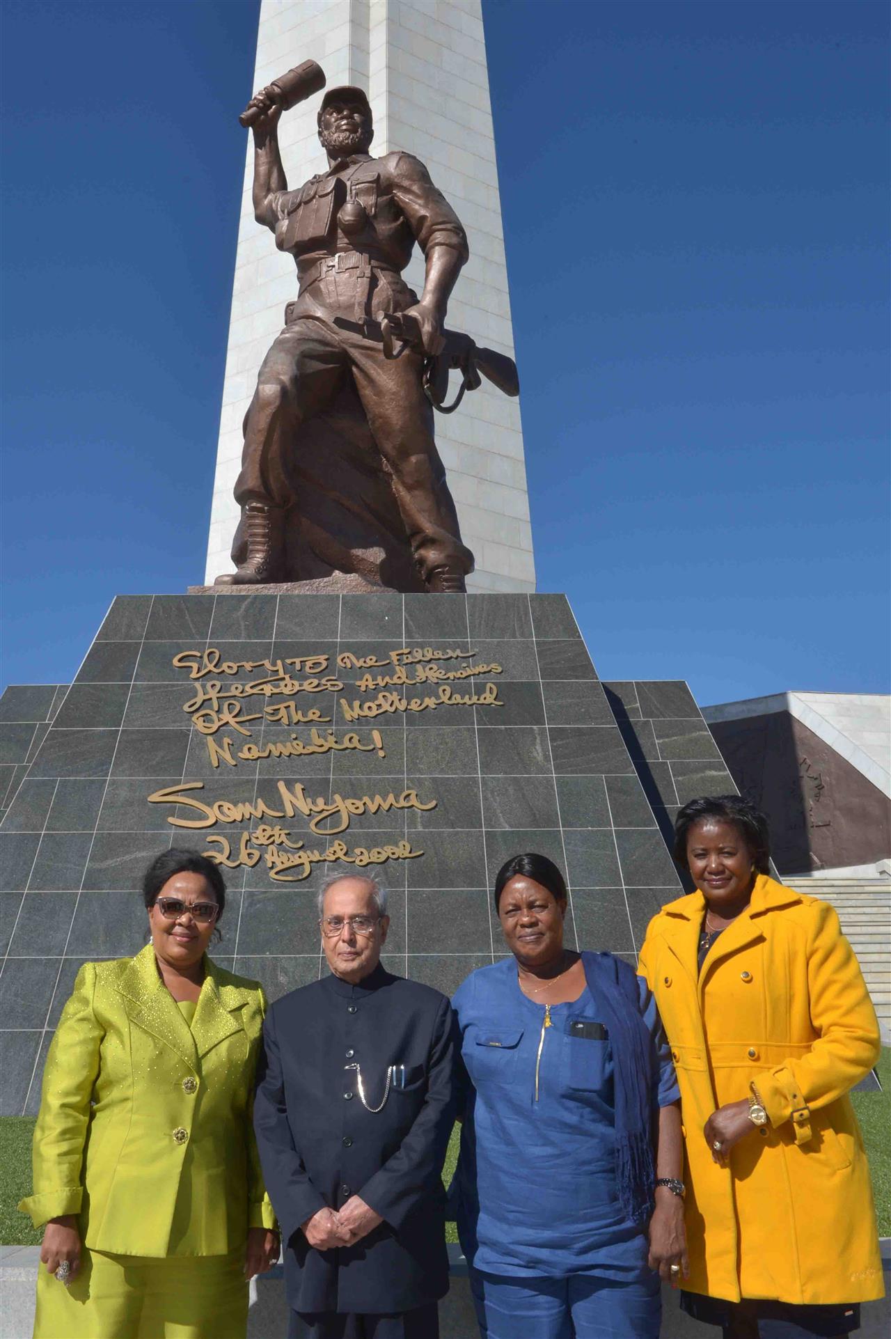 The President of India, Shri Pranab Mukherjee visiting Heroes Acre in Namibia (Windhoek) on June 17, 2016. 