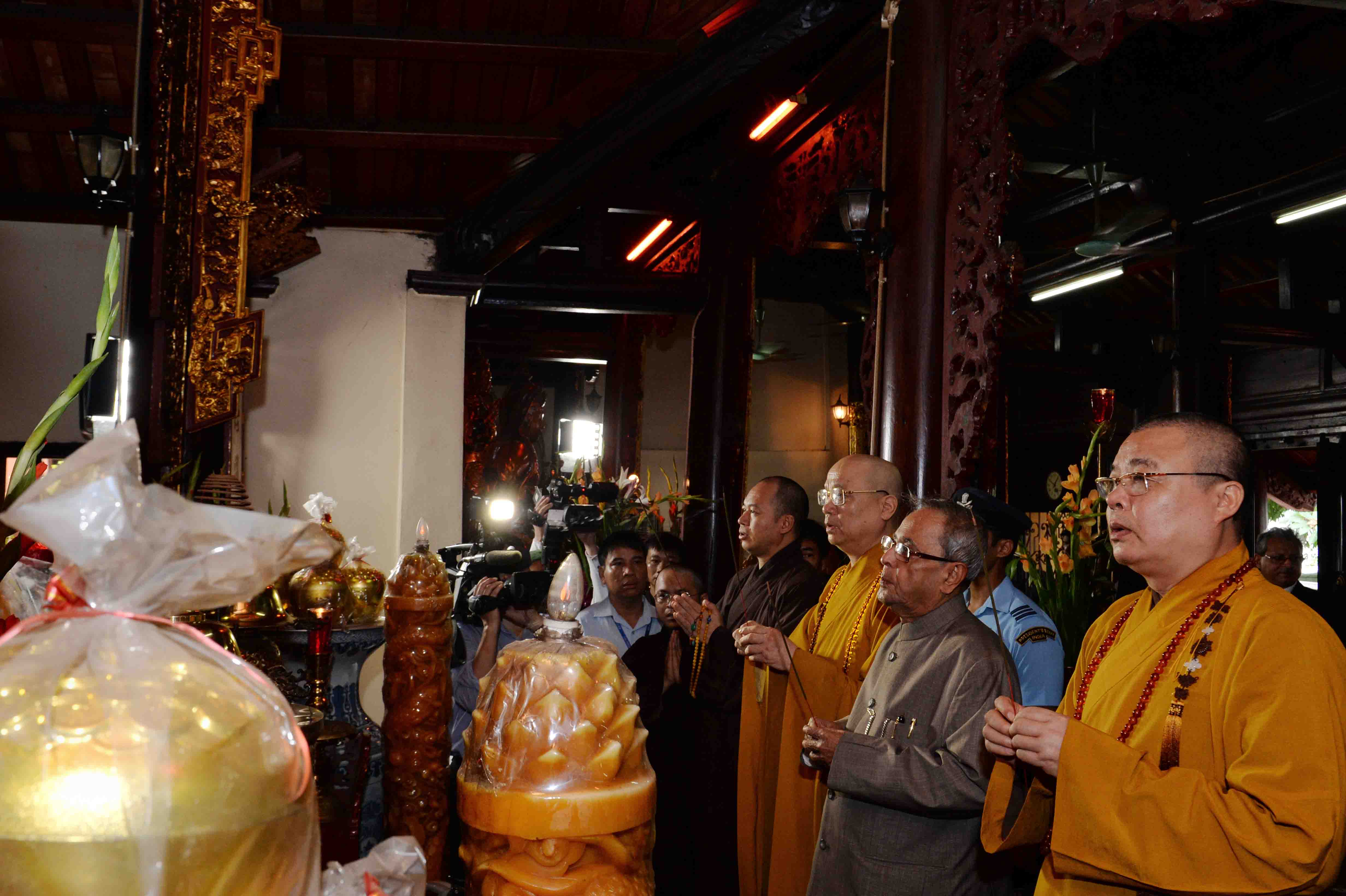 The President of India, Shri Pranab Mukherjee Visiting Tran Quoc Pagoda at Hanoi in Vietnam on September 16, 2014. 