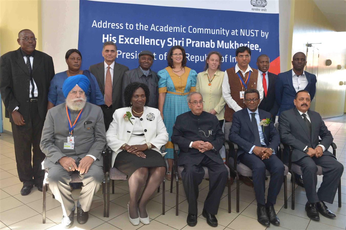 The President of India, Shri Pranab Mukherjee at Namibia University of Science & Technology in Namibia (Windhoek) on June 17, 2016. 