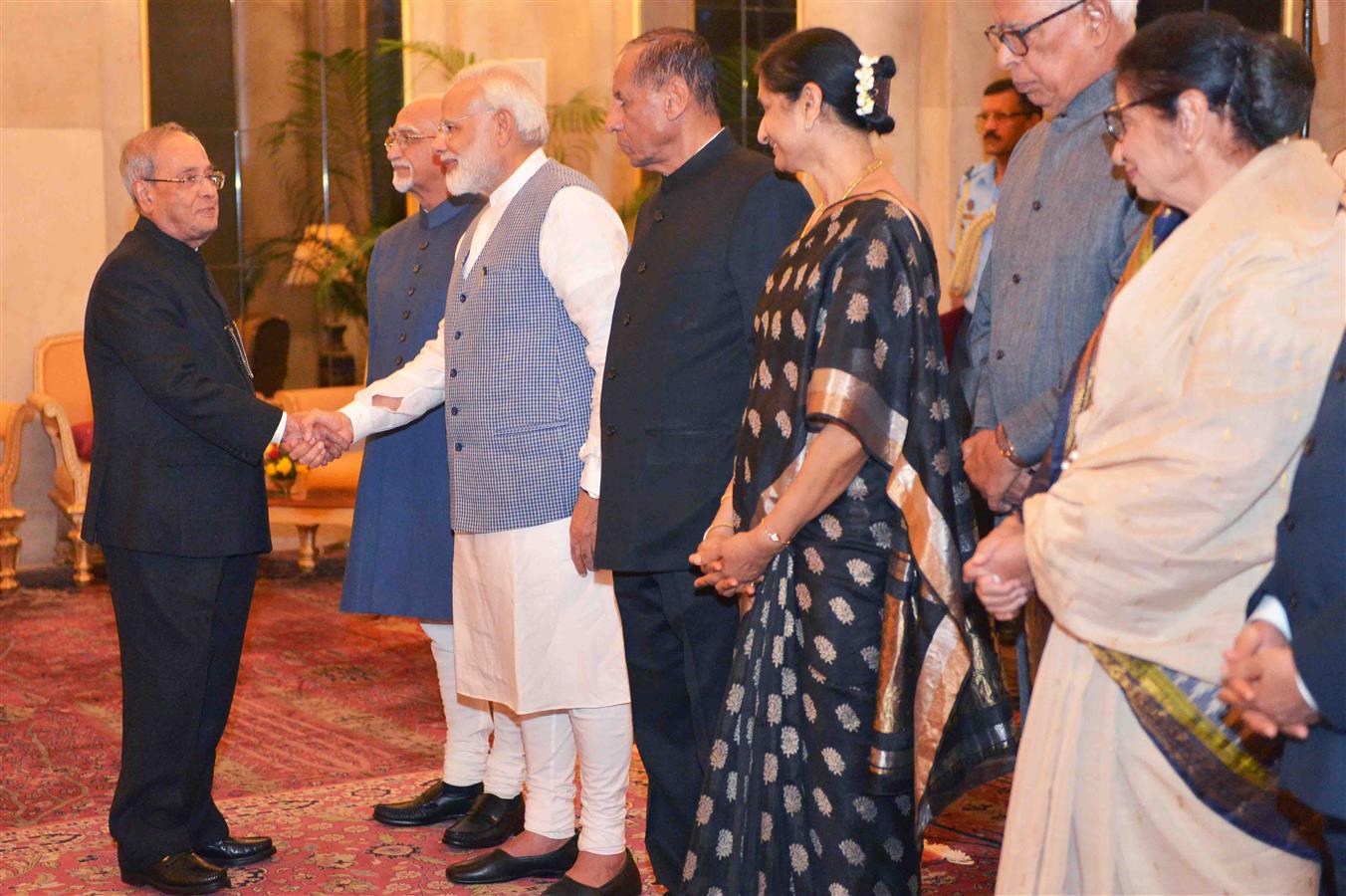 The President of India, Shri Pranab Mukherjee hosted Dinner to the Governors and Lt. Governors at Rashtrapati Bhavan on July 12, 2017.