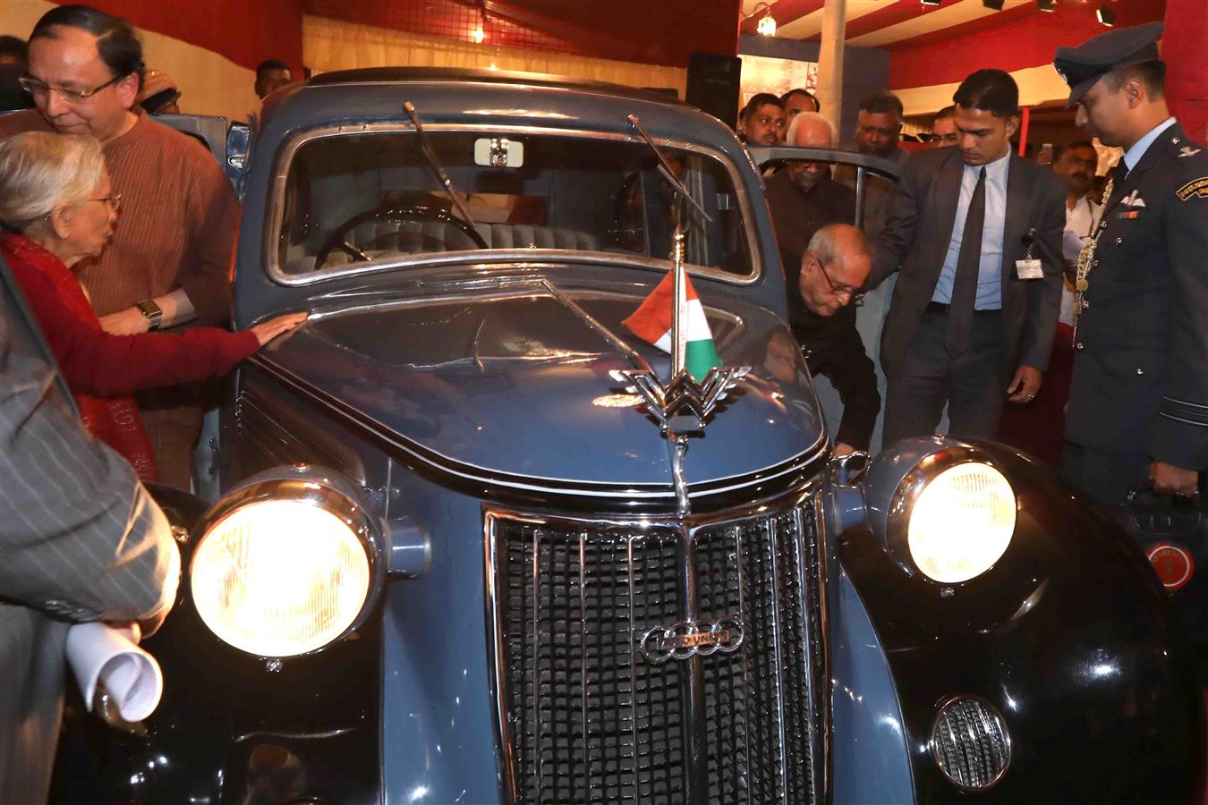 The President of India, Shri Pranab Mukherjee unveiling and sat in the restored Wanderer car used by Netaji Subhash Chandra Bose on his ‘Mahanishkraman’ in January 1941 at the inauguration of 60th anniversary celebrations of the Netaji Research Bureau fou