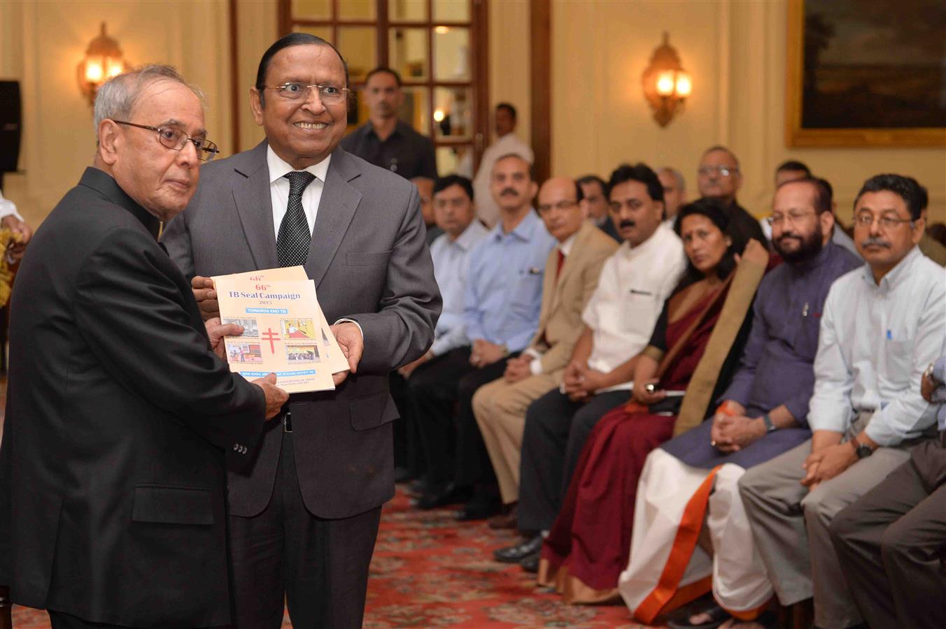 The President of India, Shri Pranab Mukherjee inaugurating the 66th TB Seal of the Tuberculosis Association of India at Rashtrapati Bhavan on October 2, 2015.