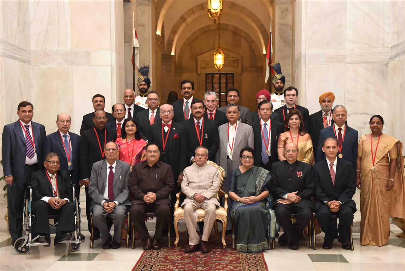 The President of India, Shri Pranab Mukherjee with the recipients of Dr. BC Roy National Awards for the Years 2008,2009 & 2010 at Rashtrapati Bhavan on July 01, 2016. 