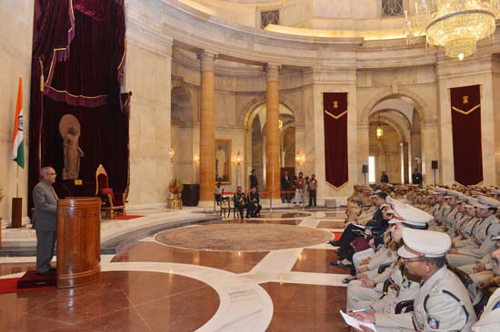 The President of India, Shri Pranab Mukherjee receiving a copy of the Book of Justice Bhagwati's Memoirs 'My Trust with Justice' from the Chief Justice of India, Shri Justice Altamas Kabir at Rashtrapati Bhavan Auditorium in New Delhi on December 12, 2012