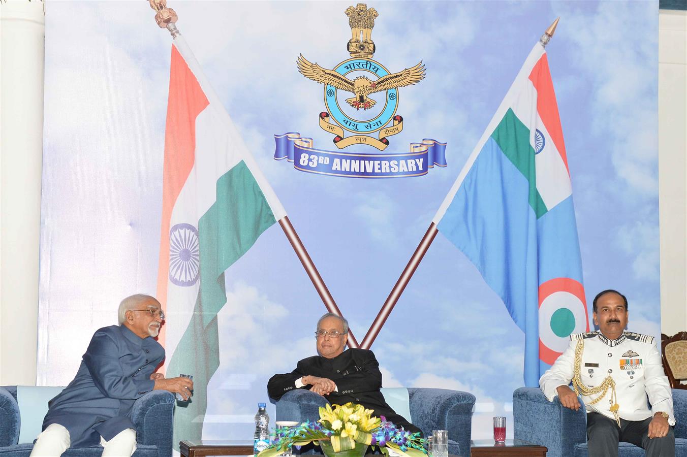 The President of India, Shri Pranab Mukherjee attending 'At Home' on the occasion of 83rd Anniversary of Indian Air Force at Air House in New Delhi on October 08, 2015.