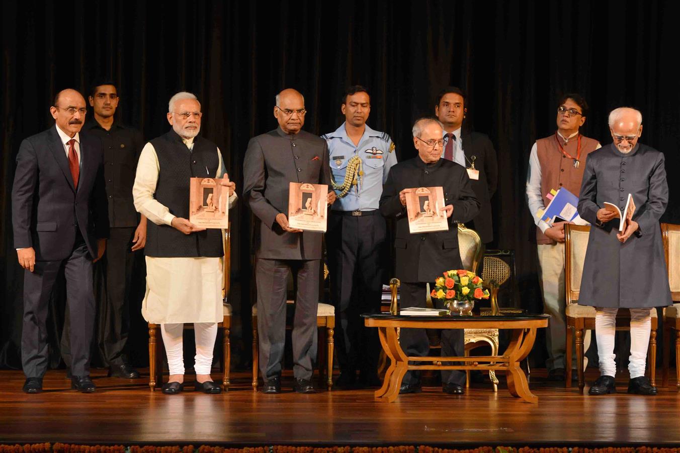 The President of India, Shri Pranab Mukherjee receiving the Report on 'Conserving and Upgrading of the President’s Estate – Select Projects: The Mukherjee Years 2012-2017’ from Dr. Thomas Mathew, Additional Secretary to the President at Rashtrapati Bhava