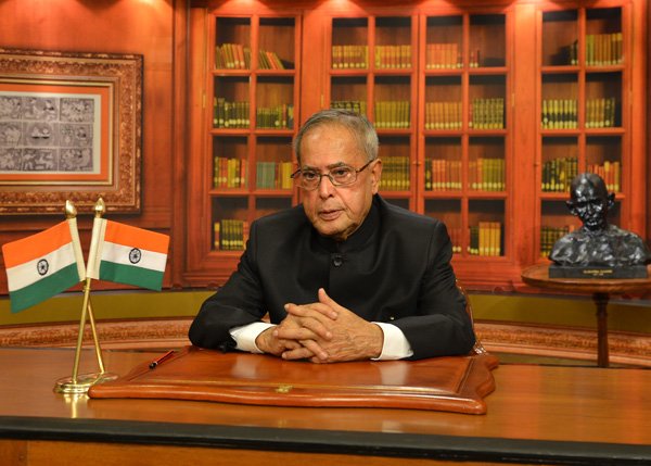 The President of India, Shri Pranab Mukherjee addressing to the Nation on the Eve of India’s 65th Republic Day at New Delhi on January 25, 2014. 