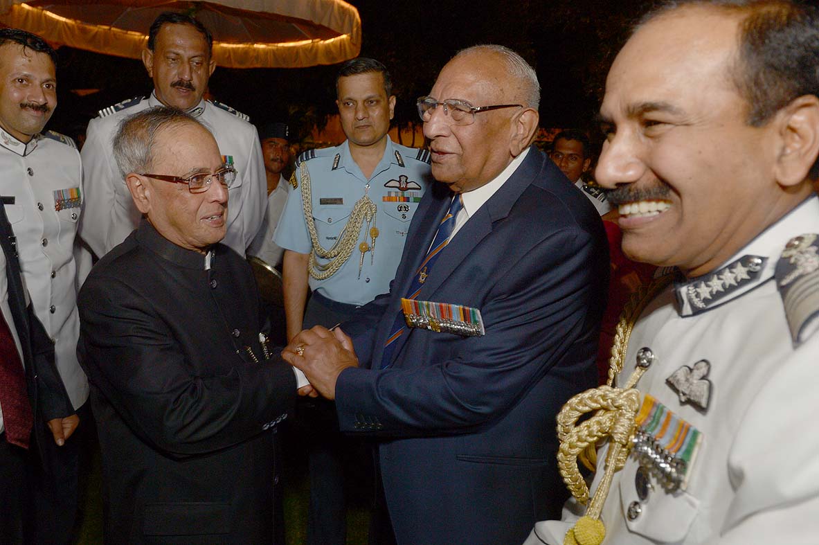 The President of India, Shri Pranab Mukherjee during the 'At Home' hosted by the Chief of the Air Staff on the occasion of 82nd Anniversary of Indian Air Force at Air House, 23, Akbar Road in New Delhi on October 8, 2014. 