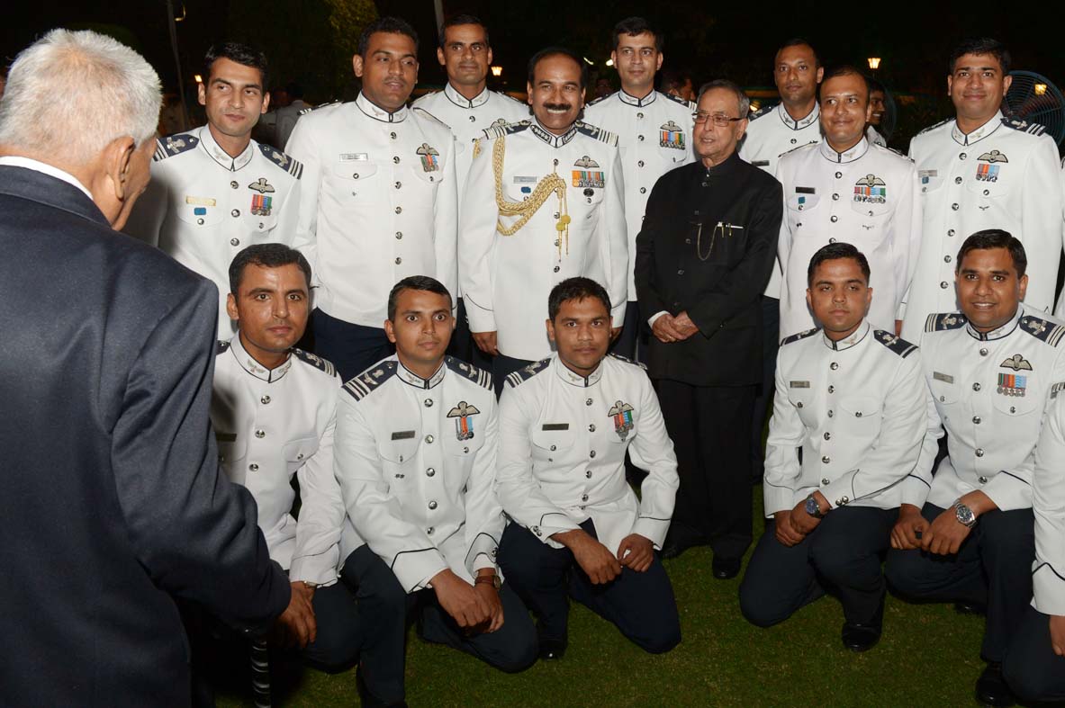 The President of India, Shri Pranab Mukherjee during the 'At Home' hosted by the Chief of the Air Staff on the occasion of 82nd Anniversary of Indian Air Force at Air House, 23, Akbar Road in New Delhi on October 8, 2014. 