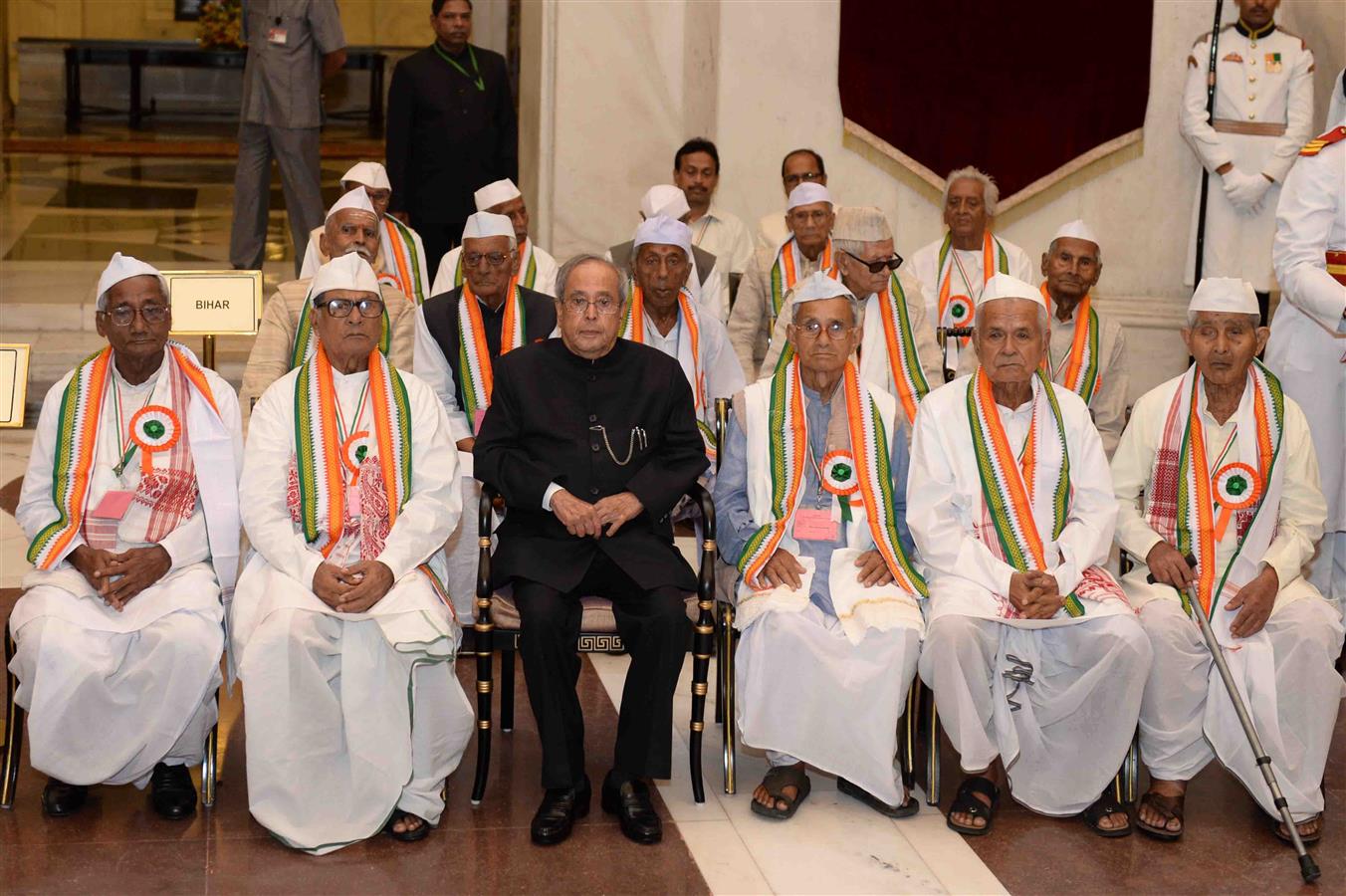 The President of India, Shri Pranab Mukherjee hosting the ‘At Home’ reception for freedom fighters on the occasion of the 74th anniversary of the Quit India Movement at Rashtrapati Bhavan on August 9, 2016. 