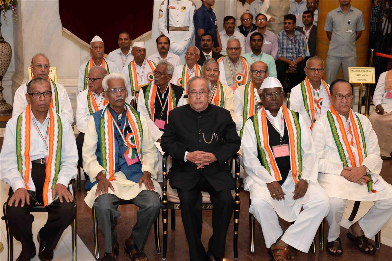 The President of India, Shri Pranab Mukherjee hosting the ‘At Home’ reception for freedom fighters on the occasion of the 74th anniversary of the Quit India Movement at Rashtrapati Bhavan on August 9, 2016. 