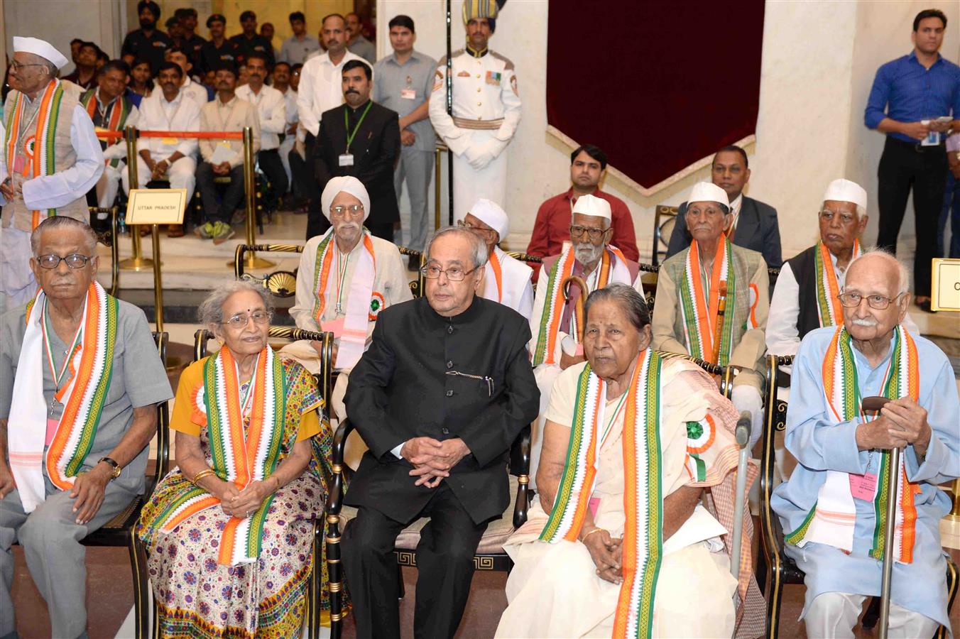 The President of India, Shri Pranab Mukherjee hosting the ‘At Home’ reception for freedom fighters on the occasion of the 74th anniversary of the Quit India Movement at Rashtrapati Bhavan on August 9, 2016. 