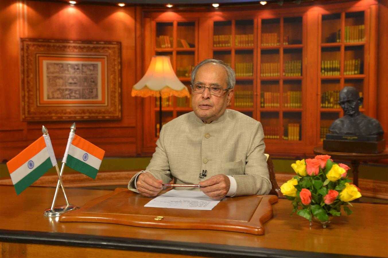 The President of India, Shri Pranab Mukherjee addressing to the Nation on the Eve of India’s 70th Independence Day at New Delhi on August 14, 2016. 