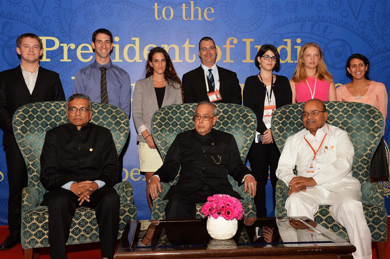 The President of India, Shri Pranab Mukherjee with the citizens of India and Israeli citizens of Indian origin in Jerusalem during the reception hosted by the Ambassador of India to Israel, Shri Jaideep Sarkar on October 13, 2015.