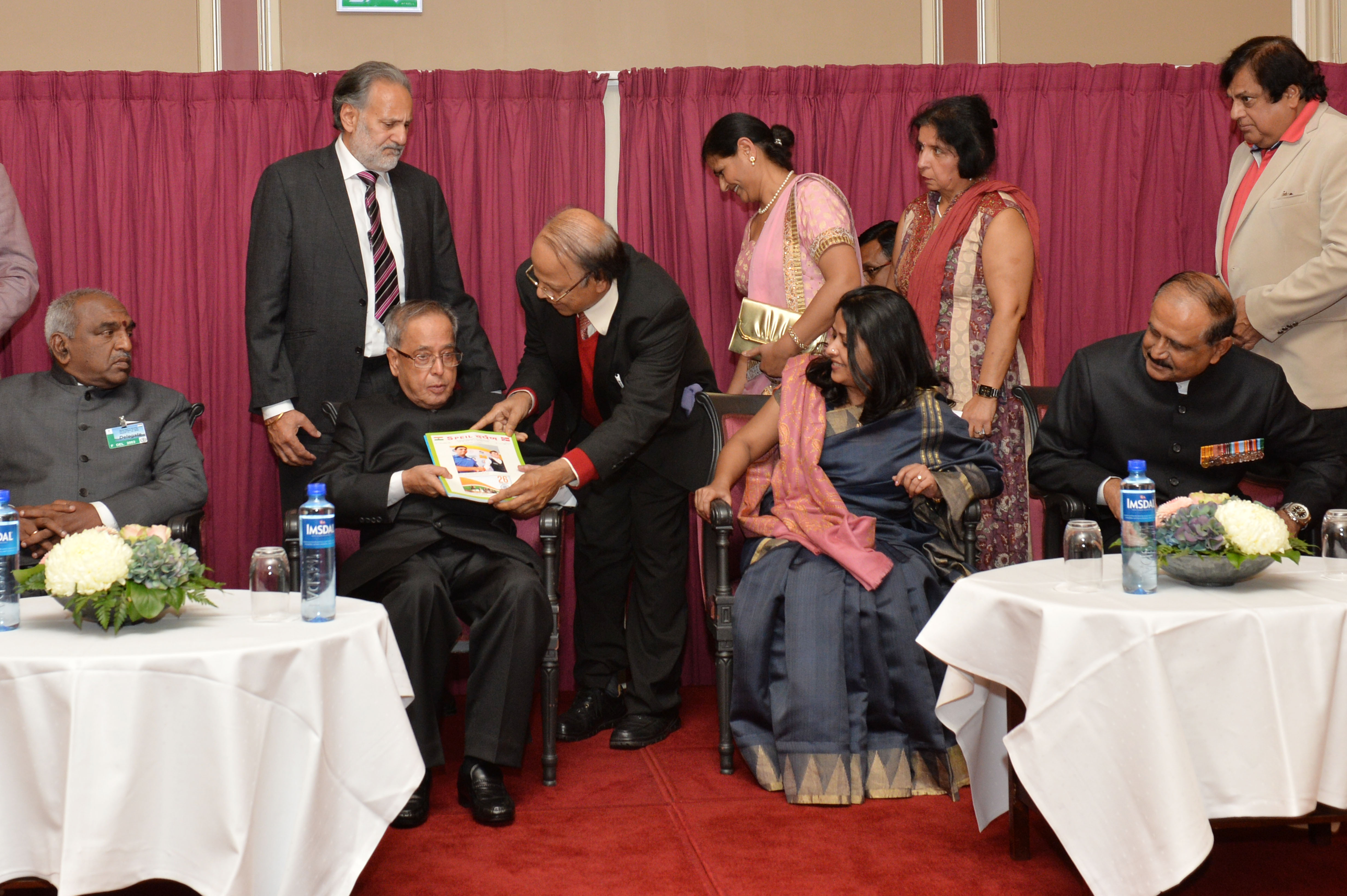 The President of India, Shri Pranab Mukherjee during a Community Reception hosted by the Indian Ambassador to Norway, Air Chief Marshal NAK Browne at Oslo in Norway on October 14, 2014. 