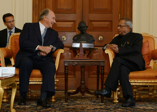 His Highness the Aga Khan meeting with the President of India, Shri Pranab Mukherjee at Rashtrapati Bhavan in New Delhi on September 19, 2013.