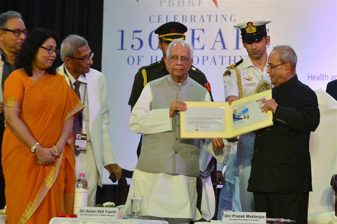 The President of India, Shri Pranab Mukherjee at a function of the Legacy to Humanity: Celebrating 150 Years of Homeopathy' organised by the Dr. Prasanta Banerji Homeopathic Research Foundation at Kolkata in West Bengal on August 22, 2016. 