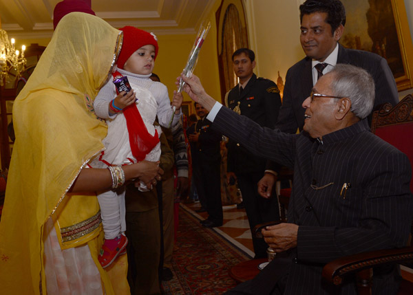 The President of India, Shri Pranab Mukherjee meeting with people of all walks of life at Rashtrapati Bhavan in New Delhi on January 1, 2014 the occasion of New Year’s day. 