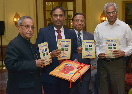 The President of India, Shri Pranab Mukherjee inaugurating the 64th TB Seal Campaign of the Tuberculosis Association of India on the occasion of Gandhi Jayanti at Rashtrapati Bhavan on October 2, 2013.