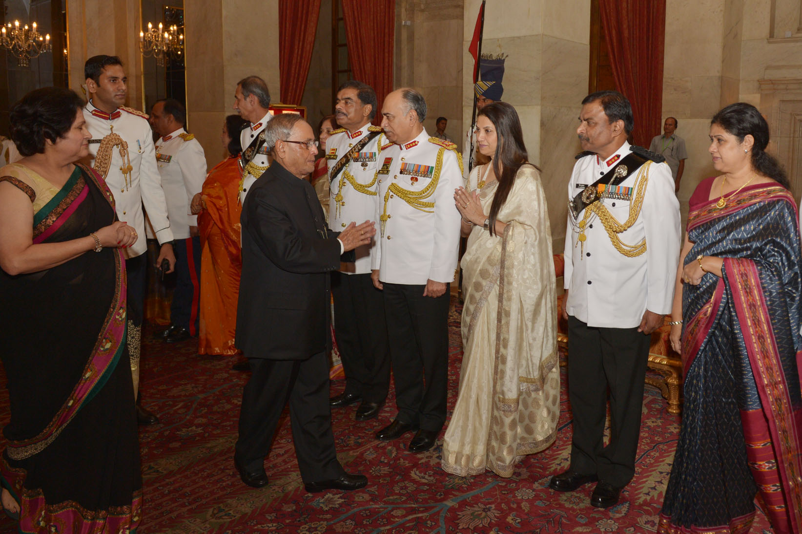 The President of India, Shri Pranab Mukherjee during hosting a Dinner to Commanders-in-Chief’s who participated Combined Commanders Conference at Rashtrapati Bhavan on October 18, 2014. 