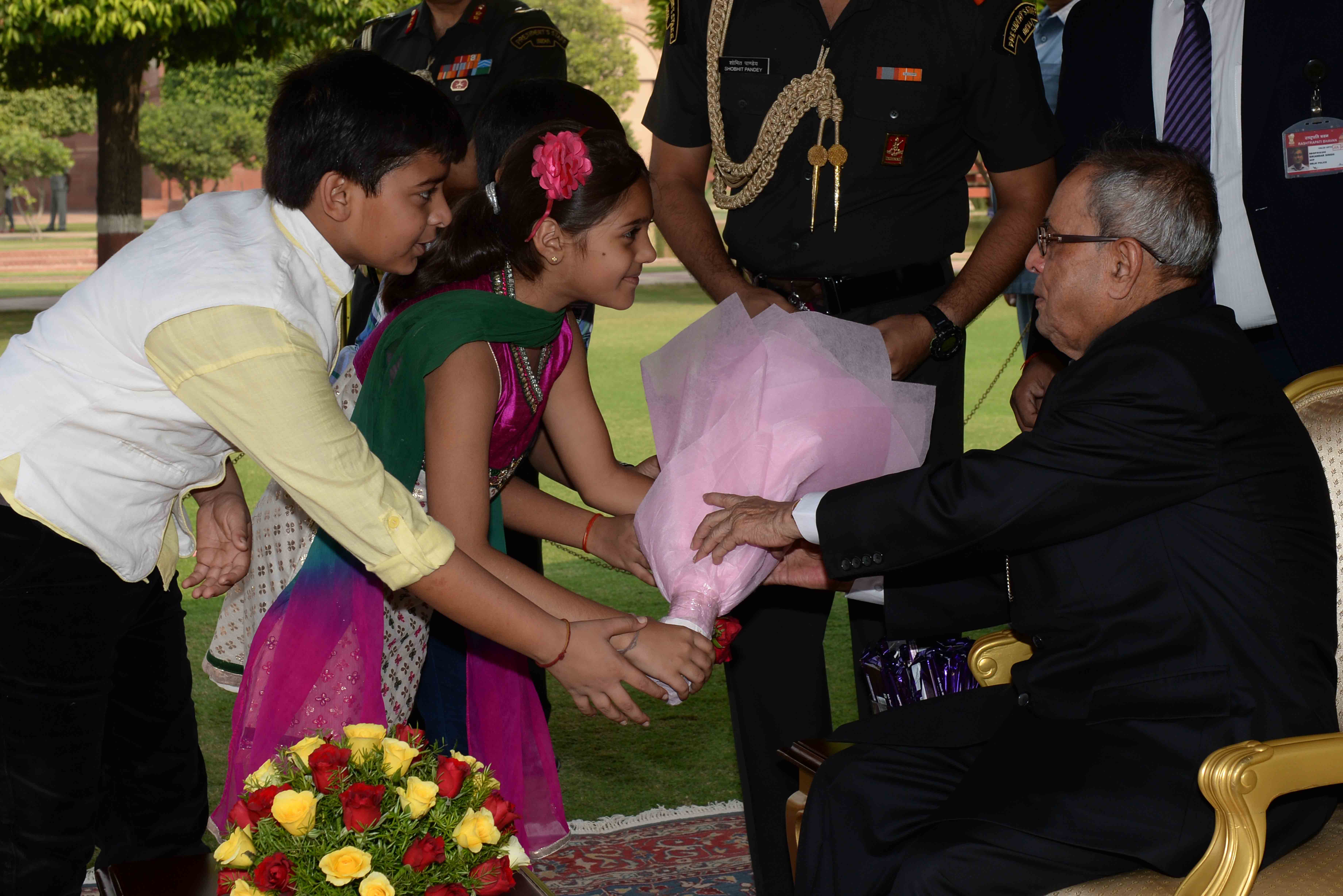 The President of India, Shri Pranab Mukherjee receiving Greetings from the people of all walks of life on the occasion of Diwali at Rashtrapati Bhavan on October 23, 2014. 